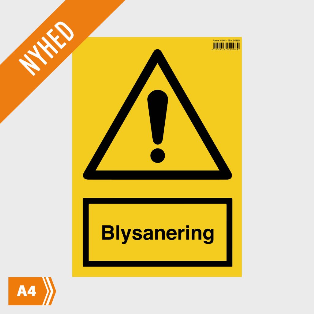 Sikkerhedsskilt - Blysanering - A4 - Nyhed